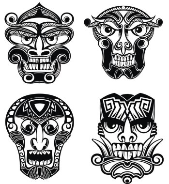 Kabile maskesi. Putlara Icon set. Vektör çizim