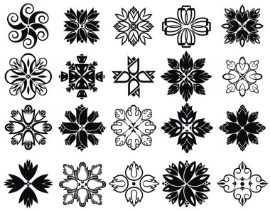 Çiçek siluet simgeler kümesi