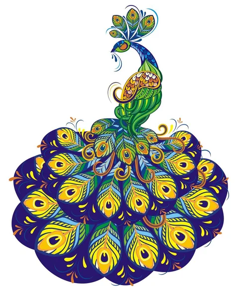 Gambar Fantasy Peacock Dekoratif - Stok Vektor