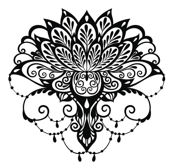 タトゥーの蓮のイラストです タトゥーのデザイン — ストックベクタ