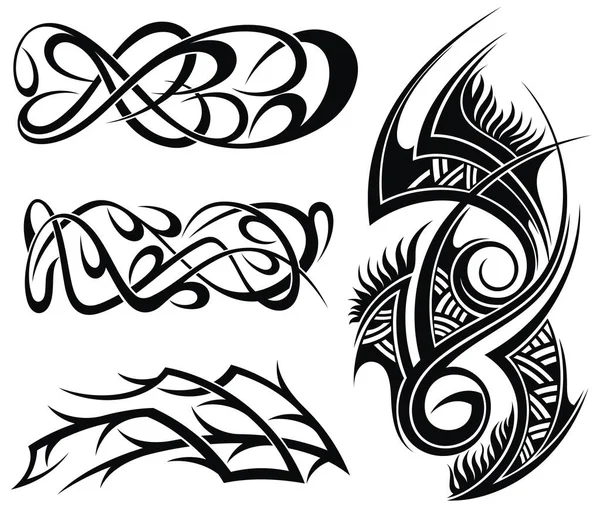 Art Deco Elements Designs Pattern Art Tribal Tattoo — Stock Vector