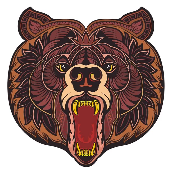 Boze Beer Hoofd Geïsoleerde Achtergrond Mooie Fantasy Vector Bear Voor — Stockvector