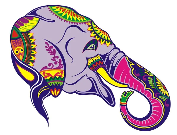 Икона Слона Индийский Слон Оформленный Традиционном Стиле — стоковый вектор