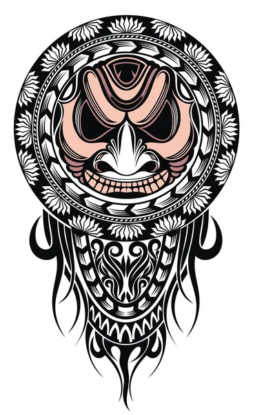 Máscara Design Tatuagem Polinésia Máscaras Assustadoras Ornamento Nativo Polinésia — Vetor de Stock