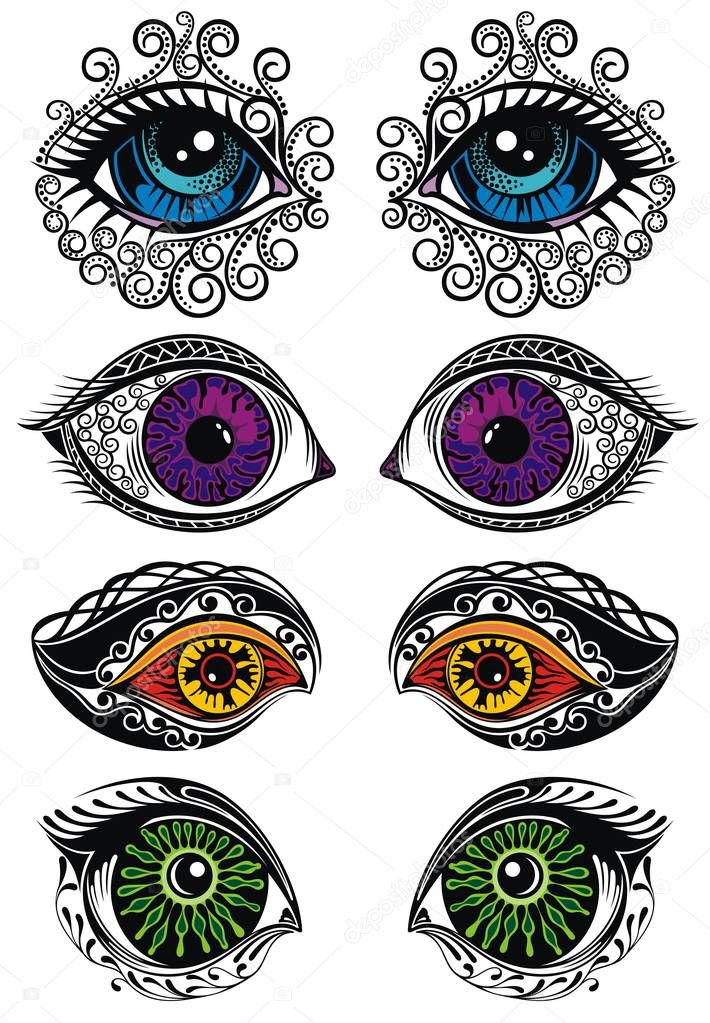 Eyes symbols , vector mysterious eyes, vector illustration, decorative elements 