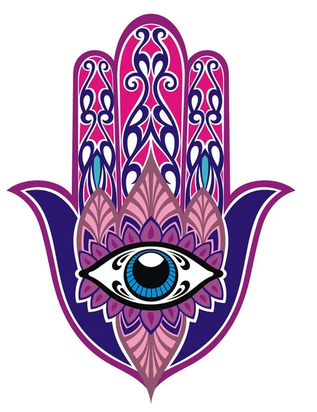 Symbol Hamsa Dekoracyjny Wzór Starożytny Znak Hand Fatima — Wektor stockowy