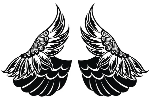 Flügel Isoliert Auf Weißem Hintergrund Designelement Für Logo Etikett Emblem — Stockvektor