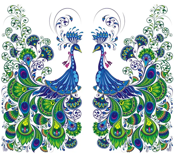 Peacock Dessin Fantaisie Beau Vecteur Paon — Image vectorielle