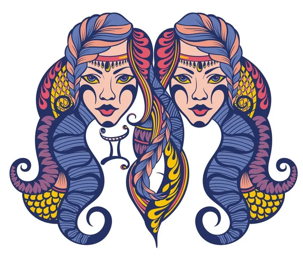 Gemini Znak Zodiaku Astrologiczny Symbol Horoskopu — Wektor stockowy