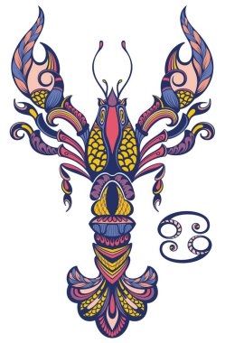 Yengeç burcu sembol vektörü. Astrolojik simge izole