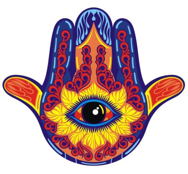 Hamsa el sembolü tasviri. Fatma 'nın Eli 