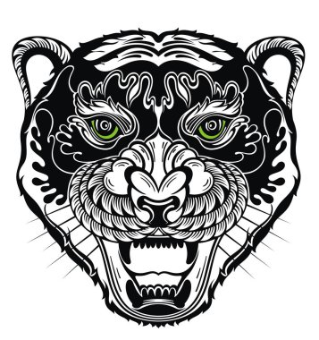 Kızgın kaplan surat. Avlanma stili aslan