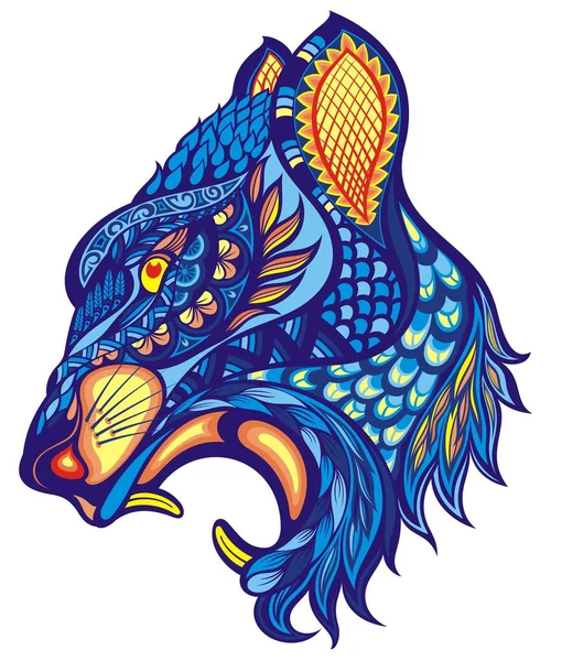 Dekoratív Állat Portré Puma Tigris Szimbólum — Stock Vector