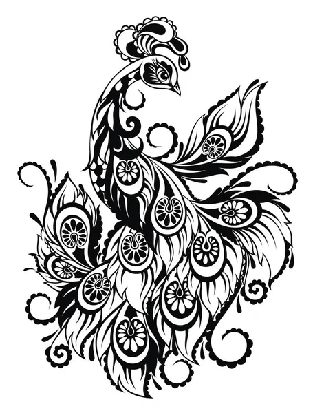 Peacock Pour Stress Coloriage Avec Des Détails — Image vectorielle