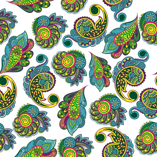 Seamless Paisley Pattern Floral Batik Wallpaper Paisley Stylized Floral Elements — Stock Vector