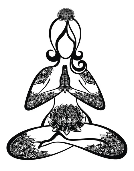 Meditation Silhouette Yoga Symbol Vorlage Farbe Editierbar Yoga Symbol Vektorzeichen — Stockvektor