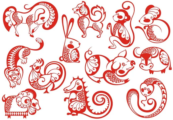 Vector Illustratie Chinees Dierenriem Symbool — Stockvector