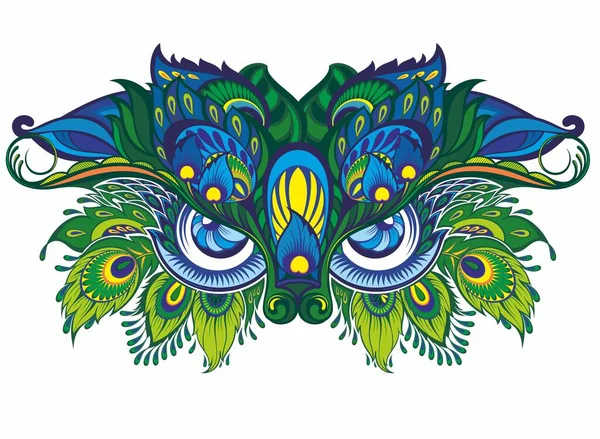 Venetian Mask Covered Peacock Feathers Eye — Stock Vector