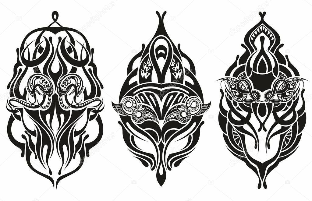 Tribal Tattoo Design Elements Set