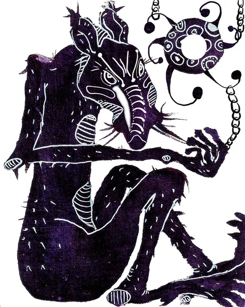 A patkány sámán festett festékkel és amulett — Stock Fotó