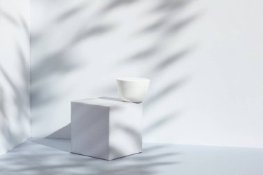 Bir kavanoz krema, küp ve gölgeli kompozisyon. Gençlik ve güzellik konsepti