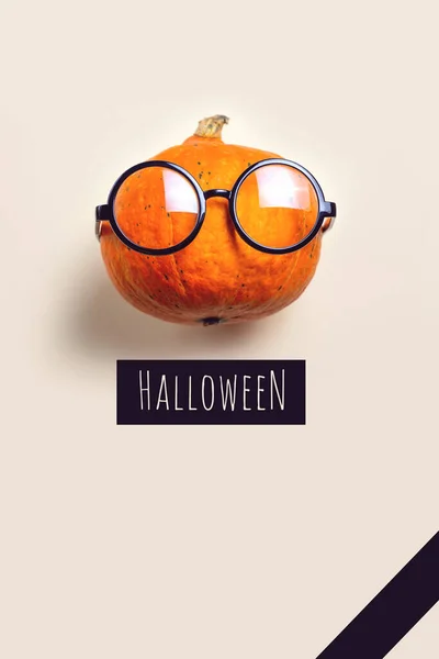 Portrait Citrouille Avec Des Lunettes Concept Halloween — Photo