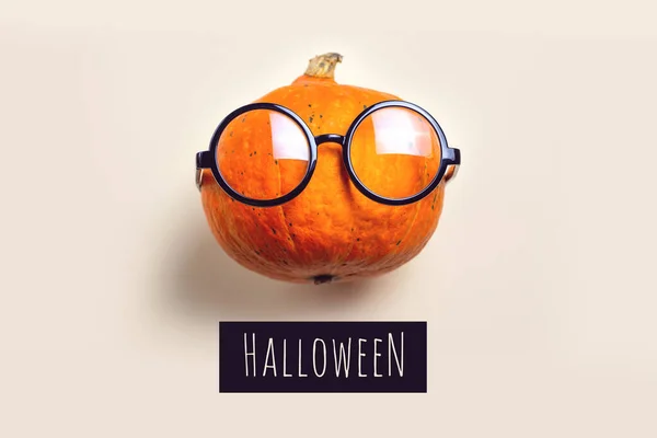 Portrait Citrouille Avec Des Lunettes Concept Halloween — Photo