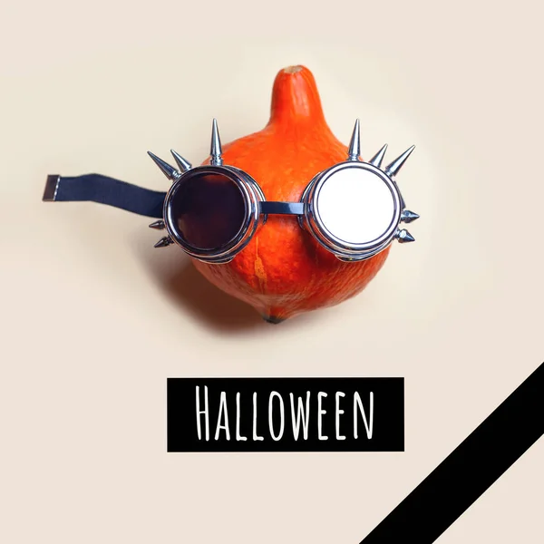 Portrait Pumpkin Dans Des Verres Bascule Punk Concept Halloween — Photo