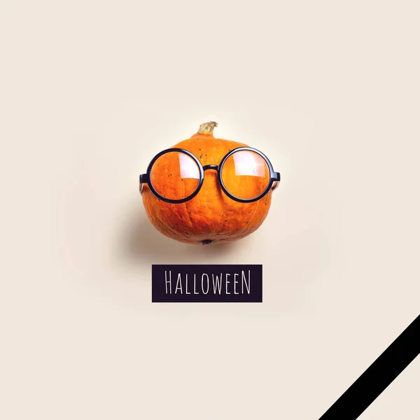 Portrait Citrouille Avec Des Lunettes Concept Halloween — Photo