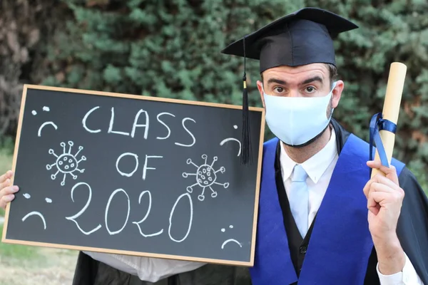 Portrait Gros Plan Beau Jeune Étudiant Vêtements Fin Études Avec — Photo