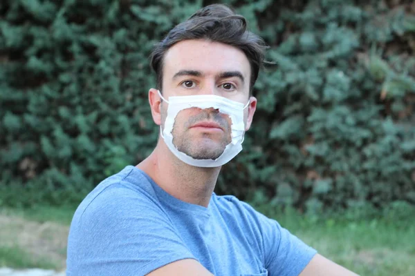 Close Portret Van Knappe Jonge Amerikaanse Man Met Medisch Masker — Stockfoto