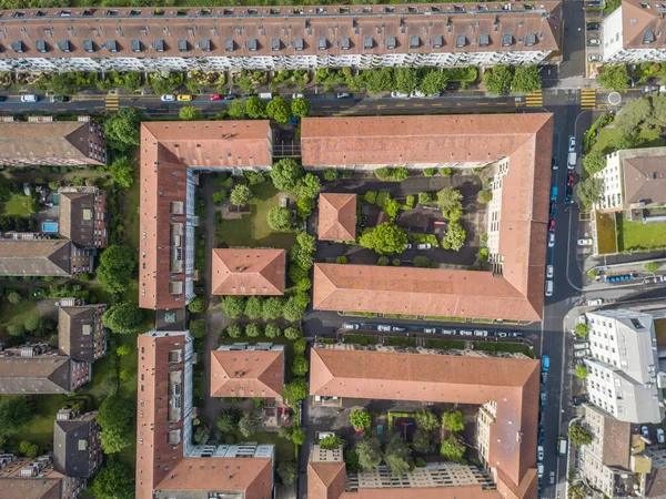 Vista Aérea Edifícios Paisagem Urbana Com Ruas Vista Aérea Belo — Fotografia de Stock