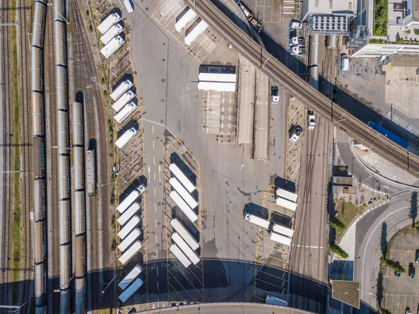 Vista Aérea Del Muelle Del Camión Concepto Logística Urbana — Foto de Stock