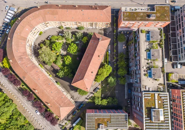 Veduta Aerea Edifici Paesaggio Urbano Con Strade Vista Aerea Bellissimo — Foto Stock