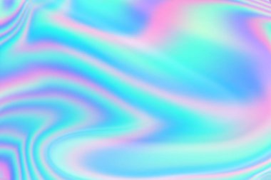 Pastel 'deki holografik soyut arkaplan. Çizikler ve düzensizliklerle birlikte mavi yeşil renkli holografik gerçek doku. Holografik renk kırışık folyo. Sanal gökkuşağı folyo soyut arkaplan.