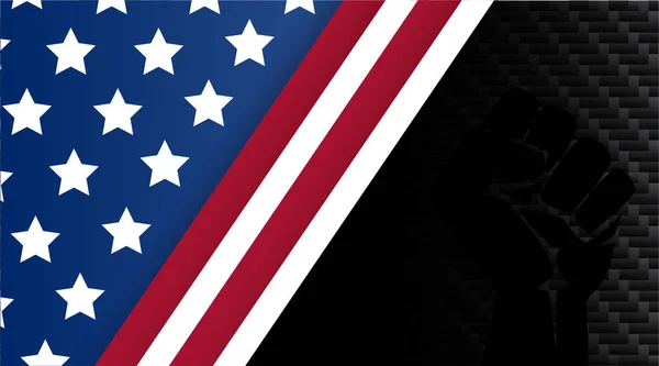 Usa Vlag Zwarte Handen Vector Zwarte Levens Materie Kevlar Textuur — Stockvector