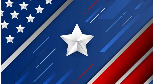 Silver Star Usa Día Independencia Colores Bandera Americana — Vector de stock
