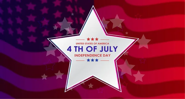 Silver Star Flag Blur Background American Independence Day — стоковый вектор