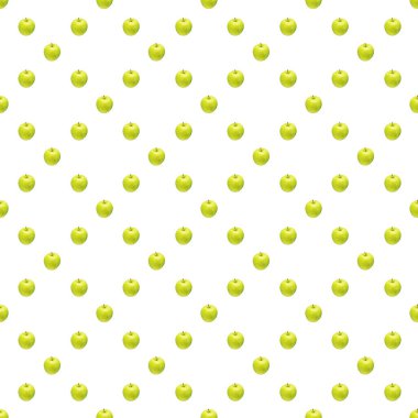 Beyaz arka planda yeşil elma deseni. Ayrı meyveler. Kumaş, duvar kağıdı ve ambalaj kağıdı resmi