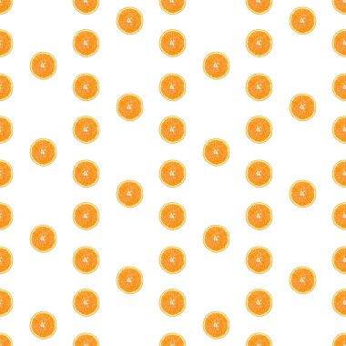 İzole edilmiş portakal dilimlerinin kusursuz sonsuz deseni. Arkaplan, tasarım ve ambalaj için duvar kağıdı