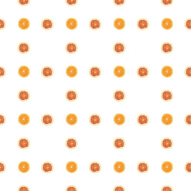 İzole edilmiş greyfurt ve portakal dilimlerinin kusursuz deseni. Web ve baskı, duvar kağıdı, arkaplan, tasarım ve paketleme, paketleme, paketleme ve yapıştırma kitabı için stok illüstrasyonu