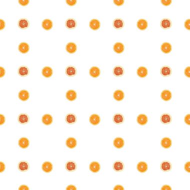 İzole edilmiş greyfurt ve portakal dilimlerinin kusursuz deseni. Web ve baskı, duvar kağıdı, arkaplan, tasarım ve paketleme, paketleme, paketleme ve yapıştırma kitabı için stok illüstrasyonu