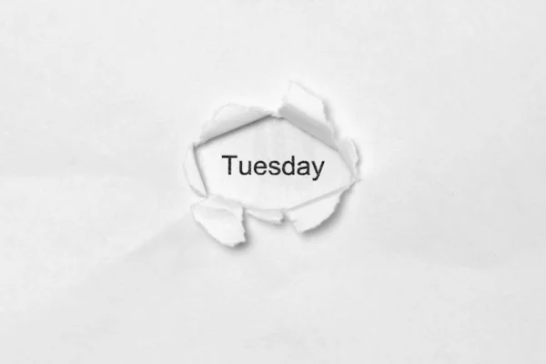 Salı Günü Beyaz Izole Edilmiş Arka Planda Yaranın Içindeki Kağıtta — Stok fotoğraf