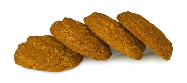 Beyaz arkaplanda yulaf ezmesi kurabiyeleri izole