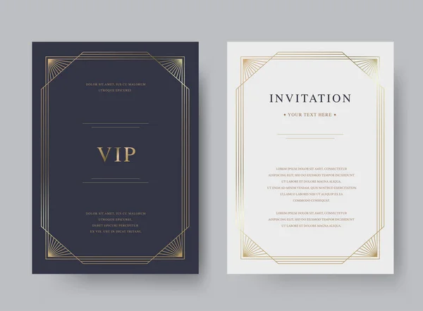 Plantilla Tarjeta Invitación Vector Dorado Vintage Lujo — Vector de stock