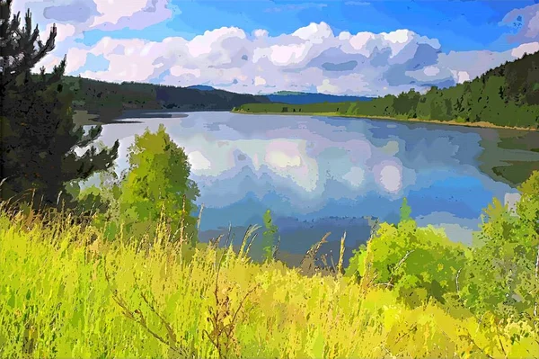 Ein Teich mit einem Berg im Hintergrund — Stockfoto