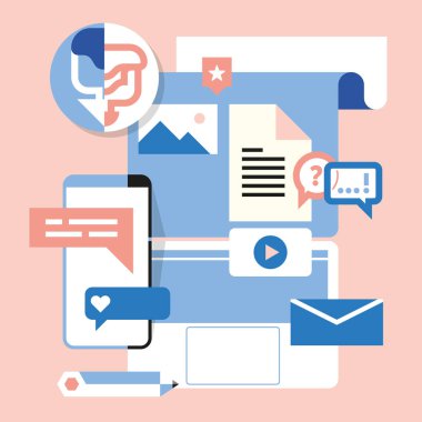 iletişim uygulaması, mobil aygıt app ve bilgisayar programı için messenger