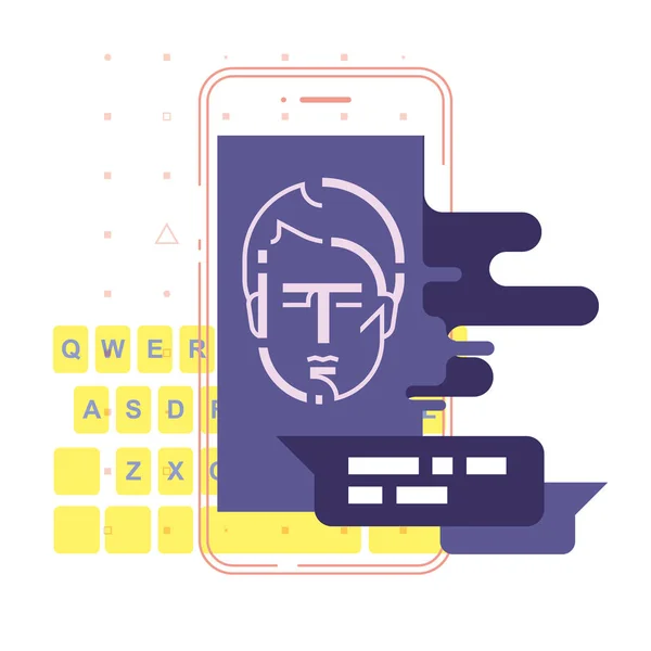 Concepção Chatbot Homem Conversando Com Chatbot Smartphone Ilustração Vetorial — Vetor de Stock