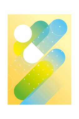 Mavi ve sarı poster şablonu. En az geometrik arka plan. Dinamik şekiller kompozisyon.