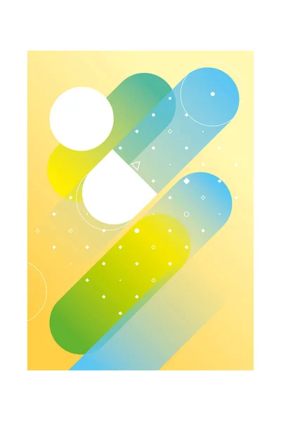 Blue Yellow Template Poster Minimal Geometric Background Dynamic Shapes Composition — Stock Vector